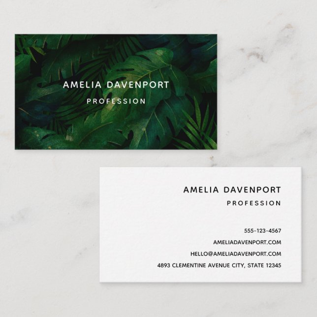 Tarjeta De Visita Foliage de Leafy Tropical (Anverso / Reverso)