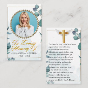 Tarjeta De Visita Foliage Photo Funeral Prayer Card