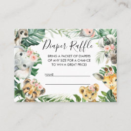 Tarjeta De Visita Foliage Safari Baby Shower Diaper Raffle Insert