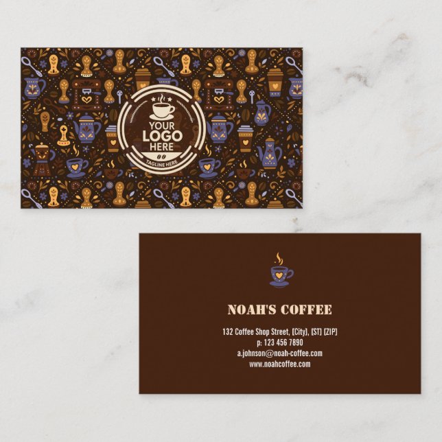Tarjeta De Visita Folk coffee brand badge — cocoa with caramel (Anverso / Reverso)