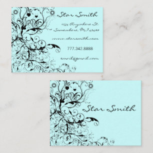 Tarjeta De Visita Folksy Boho Swirls Birds & Flowers Floral