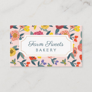 Tarjeta De Visita Follaje del Wildflower del vintage y modelo