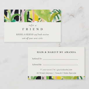 Tarjeta De Visita Follaje Tropical Boho Referencia Botánica a un Ami