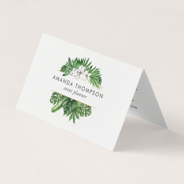 Tarjeta De Visita Follaje Verde Tropical (Anverso)