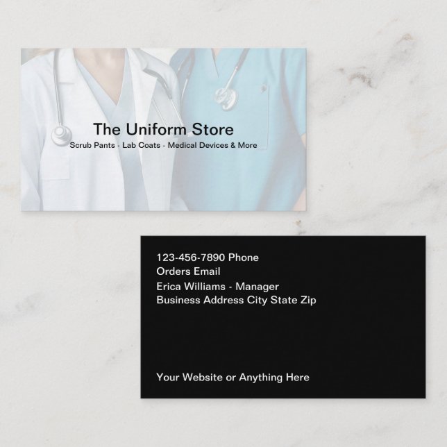 Tarjeta De Visita Folleto de uniforme de trabajo médico (Anverso / Reverso)