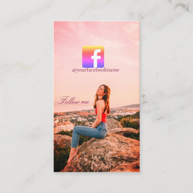 Tarjeta De Visita follow us facebook username social media photo  (Anverso)