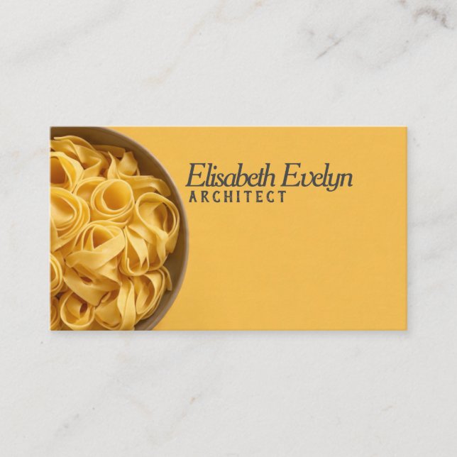 Tarjeta De Visita Fondo Amarillo Vibrante con Tazón de Pasta (Anverso)