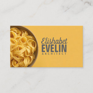 Tarjeta De Visita Fondo Amarillo Vibrante con Tazón de Pasta