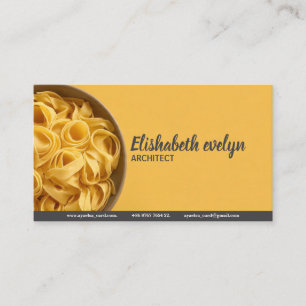 Tarjeta De Visita Fondo Amarillo Vibrante con Tazón de Pasta g23