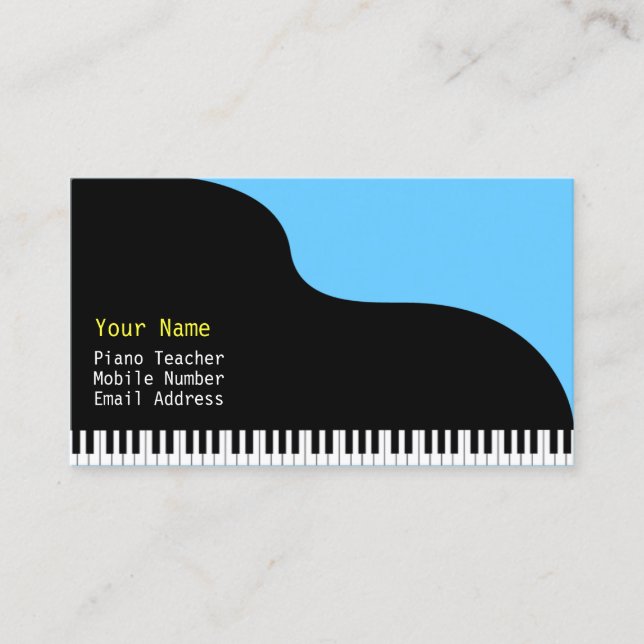 Tarjeta De Visita Fondo azul de Grand Piano (Anverso)