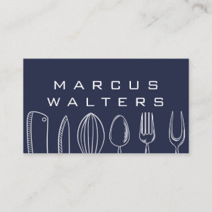 Tarjeta De Visita Fondo azul de la cocina de ilustracion