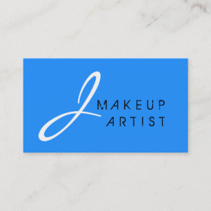 Tarjeta De Visita Fondo azul del artista de maquillaje monograma