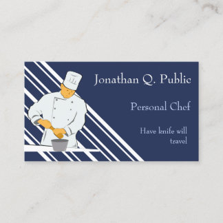 Tarjeta De Visita Fondo azul del chef de trabajo Bandas blancas de f