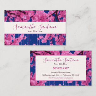 Tarjeta De Visita Fondo azul del goteo de flores de cerezo
