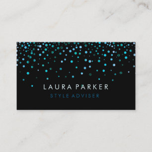 Tarjeta De Visita Fondo azul del mar sutil elegante del purpurina