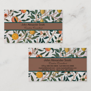 Tarjeta De Visita Fondo Azul Morris Patrón de Pomegrana Antiguo B