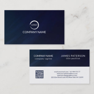 Tarjeta De Visita Fondo Azul Y Logo Blanco