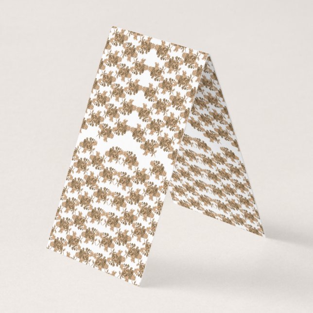 Tarjeta De Visita fondo blanco con flores marrones sobre él (Reverso)