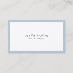 Tarjeta De Visita Fondo blanco de borde azul mínimo