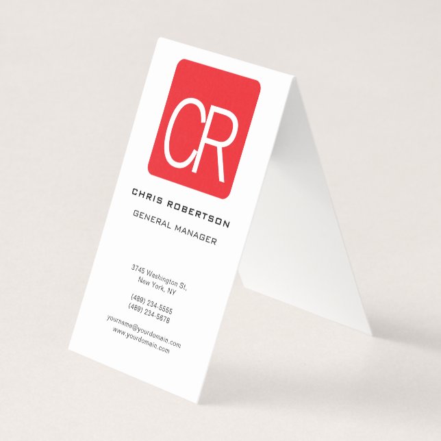 Tarjeta De Visita Fondo blanco raya roja vertical profesional liso (Anverso)