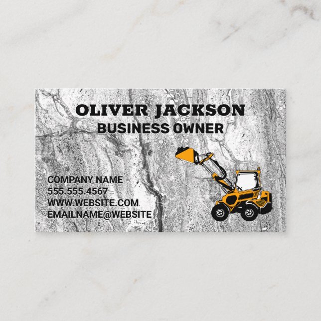 Tarjeta De Visita Fondo concreto | Vehículo de construcción (Anverso)