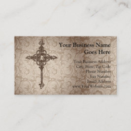 Tarjeta De Visita Fondo cristiano de la cruz w/Swirl de la voluta
