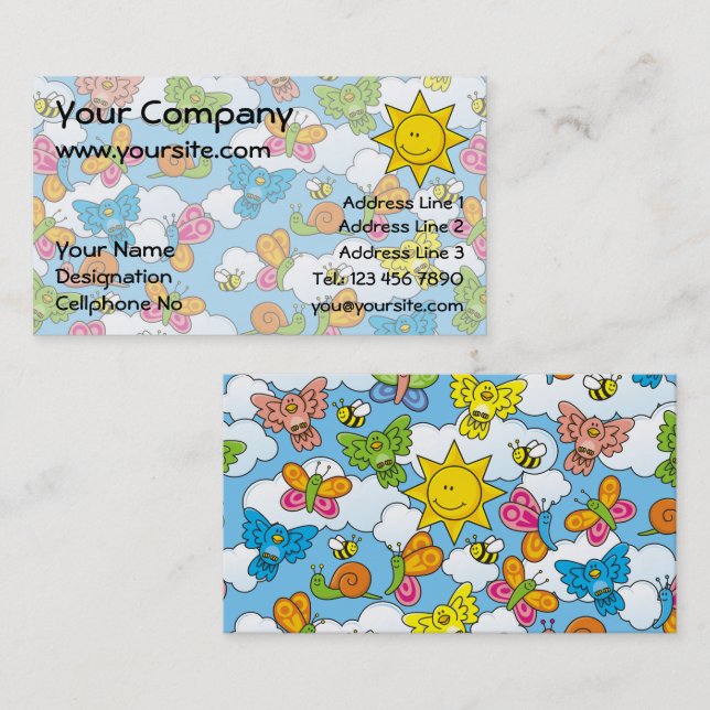 Tarjeta De Visita Fondo de animales para bebés (Anverso / Reverso)