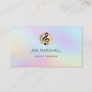 Tarjeta De Visita fondo de color pastel del logotipo del trébol clef