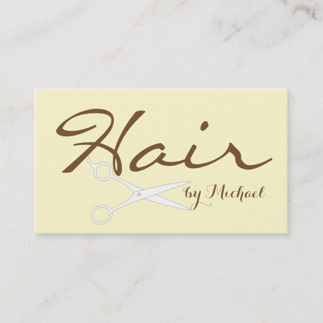 Tarjeta De Visita Fondo De Crema Elegante De Estilo Cabello (Anverso)