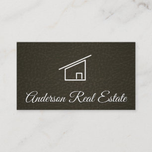 Tarjeta De Visita Fondo de cuero   Realtor   Icono de inicio