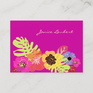 TARJETA DE VISITA FONDO DE FLORES TROPICALES RETRO NEGRO/DIY