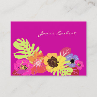 TARJETA DE VISITA FONDO DE FLORES TROPICALES RETRO NEGRO/DIY