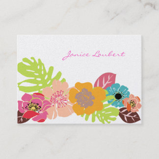TARJETA DE VISITA FONDO DE FLORES TROPICALES RETRO NEGRO/DIY