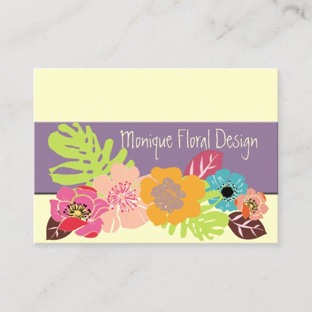 TARJETA DE VISITA FONDO DE FLORES TROPICALES RETRO NEGRO/DIY (Anverso)
