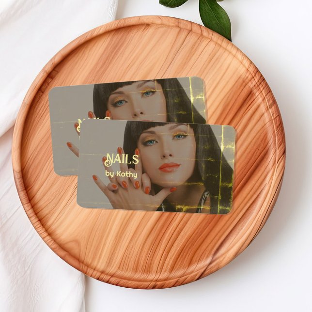 Tarjeta De Visita Fondo de foto personalizado Nail Tech (Nails Technician Manicurist Visiting Cards)