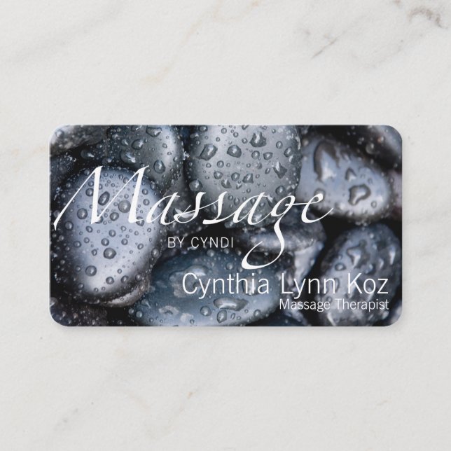Tarjeta De Visita Fondo de fotografía de texto de masaje con piedras (Anverso)