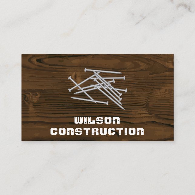 Tarjeta De Visita Fondo de Goma de Madera | Pila de uñas (Anverso)