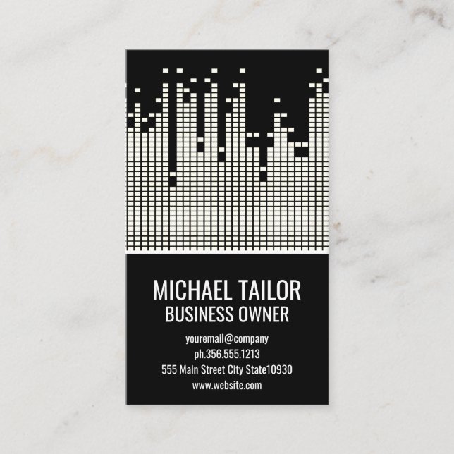 Tarjeta De Visita Fondo de la barra de sonido de píxeles (Anverso)