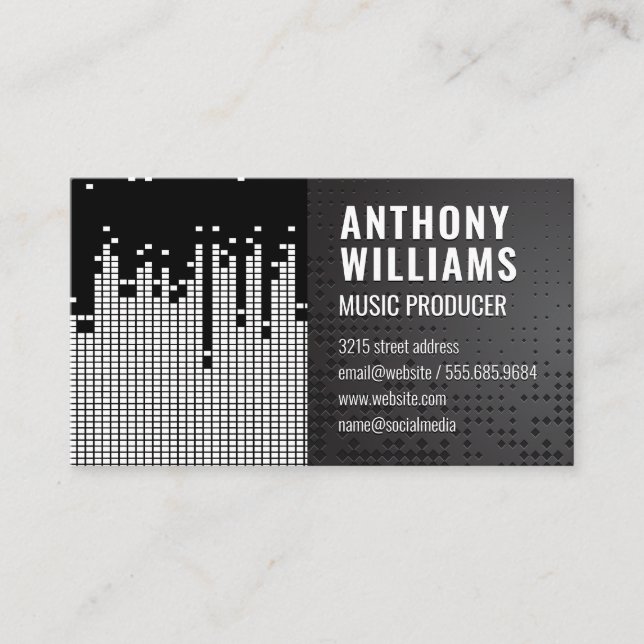 Tarjeta De Visita Fondo de la barra de sonido de píxeles (Anverso)
