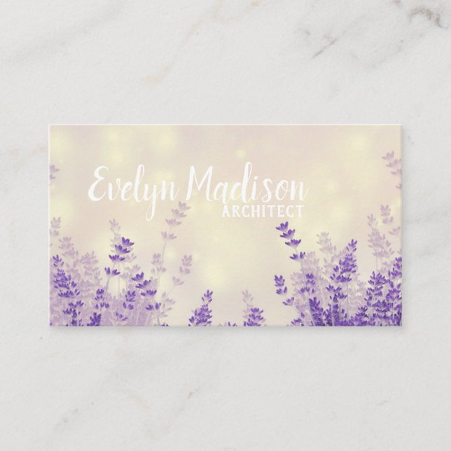 Tarjeta De Visita Fondo de las flores de lavanda (Anverso)