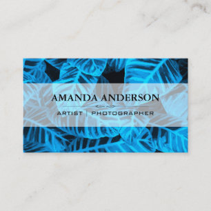 Tarjeta De Visita Fondo de las hojas tropicales azules