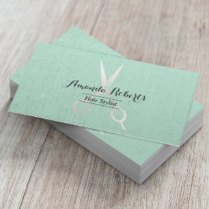 Tarjeta De Visita Fondo De Lino Elegante De Estilo Cabello