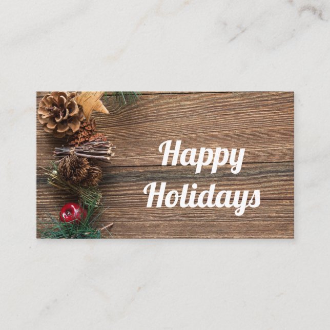 Tarjeta De Visita fondo de madera con piñas     (Anverso)