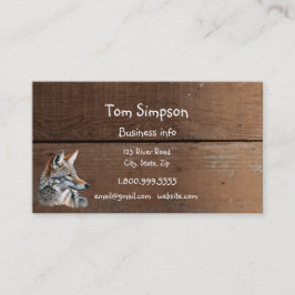Tarjeta De Visita Fondo de madera Coyote Animal Tema del Salvaje Oes