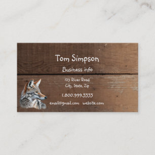 Tarjeta De Visita Fondo de madera Coyote Animal Tema del Salvaje Oes