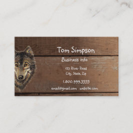 Tarjeta De Visita Fondo de madera lobo animal tema del oeste salvaje
