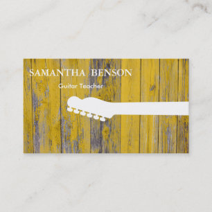 Tarjeta De Visita Fondo de madera Música de guitarra moderna y genia