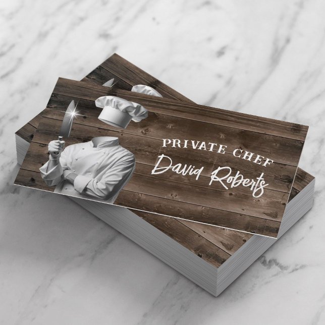 Tarjeta De Visita Fondo De Madera Profesional Del Chef Privado (Subido por el creador)