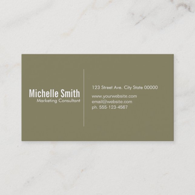 Tarjeta De Visita Fondo de olivo con línea divisoria (Anverso)