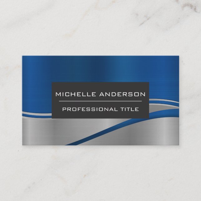 Tarjeta De Visita Fondo de onda metálica azul (Anverso)